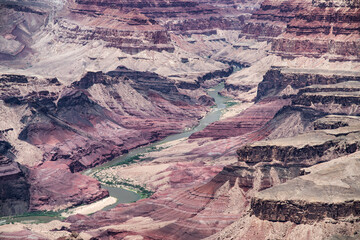 Scenic overlook of the Grand Canyon South Rim in summer season, Arizona.