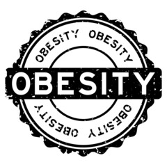 Grunge black obesity word round rubber seal stamp on white background