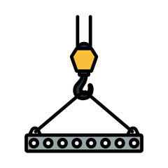 Fototapeta premium Icon Of Slab Hanged On Crane Hook By Rope Slings