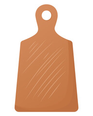 Vector illustration of a wooden cutting board isolated on a white background. Wooden cutting board for slicing products, in a flat minimalistic style