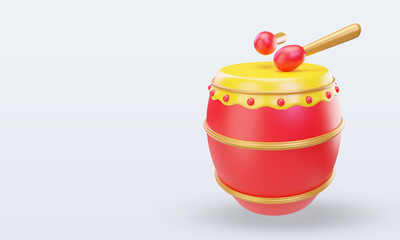 3d chinese new year Drum icon rendering right view