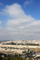 Fototapeta na wymiar Jerusalem, view of the old city from the Mount of Olives