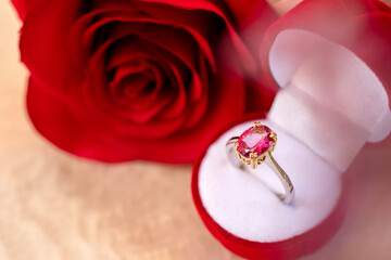 ruby ring for valentine background 