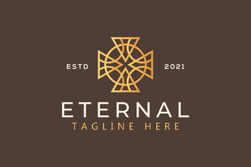 Geometric Abstract Cross and Circle Shape Luxury Logo