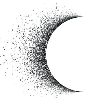 Half Circle Brush Stroke Border Frame . Grunge Element for your Design . Moon logo . Letter c . Dispersion effect . Vector illustration