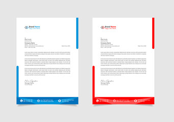 Creative Corporate Letterhead Design Template red and blue