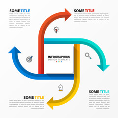 Infographic template with icons and 4 options or steps. Rectangle