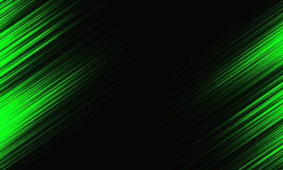 Naklejka premium Abstract green light speed dynamic on black technology futuristic background vector