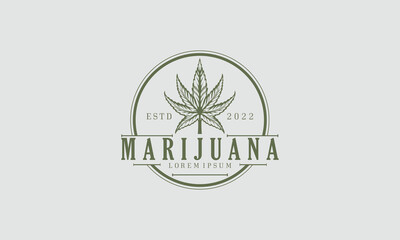 Classic Vintage Retro Country Emblem Hemp Fine Premium logo badge design inspiration, Ganja Marijuana Cannabis Weed Label Emblem Stamp Logo design vector
