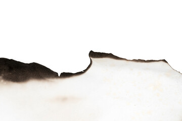 Burnt paper edge isolated on white background. burns borders paper close up