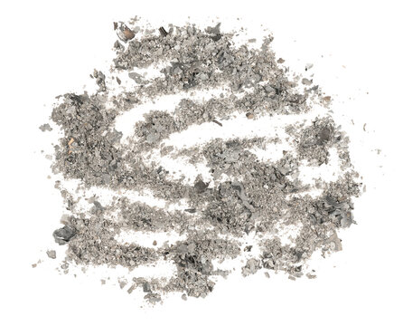 Burnt paper isolated white background. ashes texture. cinder close up