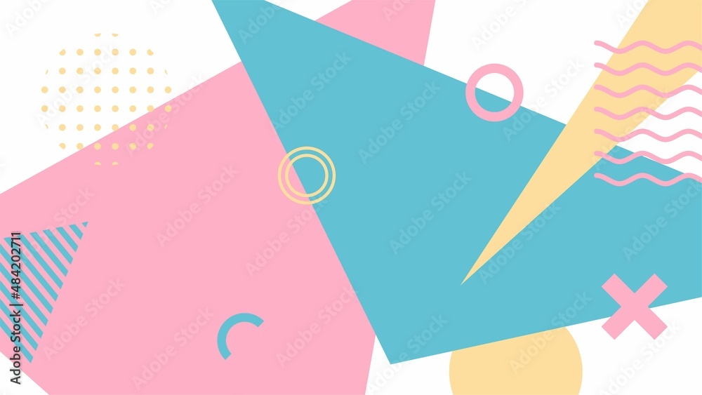 Fototapete memphis style background template. abstract neo memphis geometric patterns. geo grid square, color m