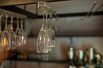 Champagne glasses hanging