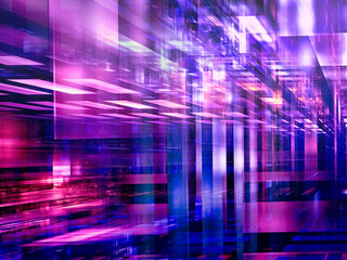 Blue and violel glass blocks with perspective effect - abstract 3d illustration