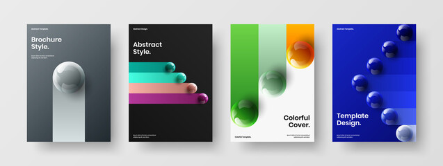 Modern realistic balls corporate cover template bundle. Original annual report A4 design vector layout composition.