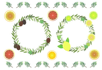 オリーブ　柑橘　リース　飾り　フレーム