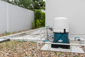 automatic water pump station outside the house