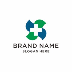 Fototapeta premium Modern cross health logo design, health icon, medical vector