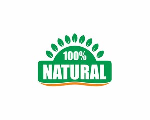 100percent natural product stamp sticker badge vector, natural label