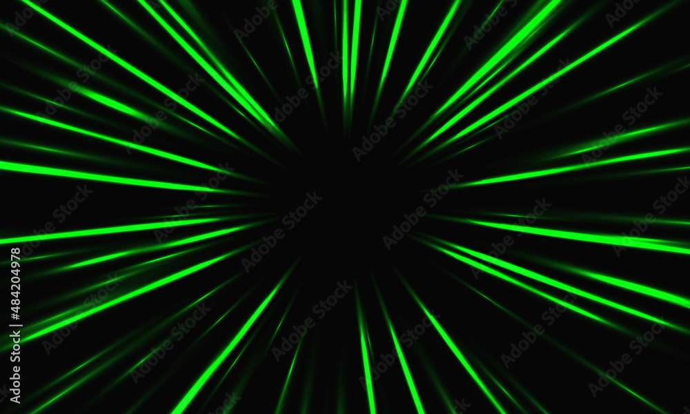 Poster Abstract green light zoom speed dynamic on black technology futuristic background vector