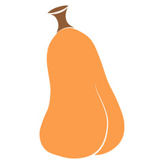 Pumpkin icon vector illustration. Autumn Halloween or Thanksgiving pumpkin symbol in flat design, simple, outline silhouette isolated on white background