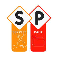 SP - Service Pack acronym. business concept background. vector illustration concept with keywords and icons. lettering illustration with icons for web banner, flyer, landing pag