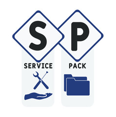 SP - Service Pack acronym. business concept background. vector illustration concept with keywords and icons. lettering illustration with icons for web banner, flyer, landing pag