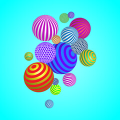 Colorful decorative flying balls. Abstract vector illustration