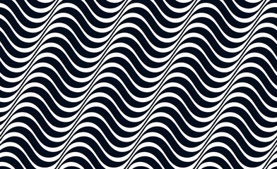 Wavy lines water seamless pattern vector, 3D dimensional endless background wallpaper design image, geometric stripy curved tillable texture.