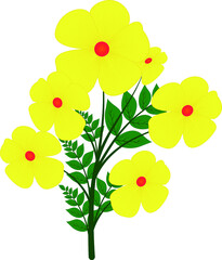 Vector image. Yellow flowers.colored sketch of abstract flowers.