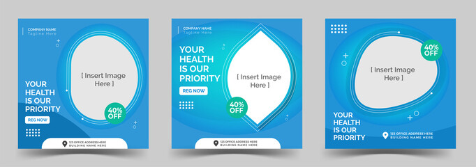 Healthcare Post Layout Set Social Media post templete