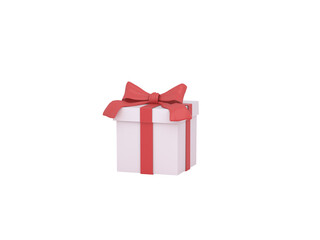 Box Gif With a red ribbon. Isolated. 3d Illustration. Isolated.