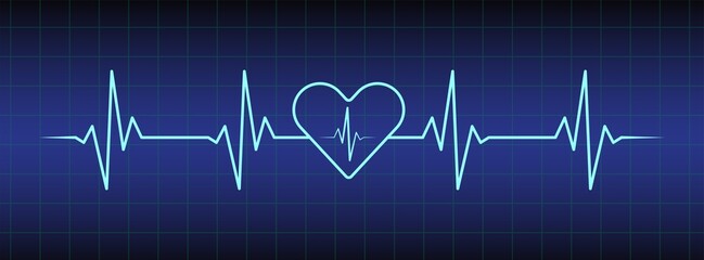 Ecg, ekg monitor with cardio diagnosis and heart. Heart rhythm line vector design to use in healthcare, healthy lifestyle, medicine and ekg, ecg concept illustration projects. 
