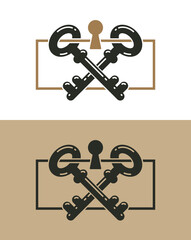 Real estate vector logo, realty agency emblem, turnkey symbol business identity, house for sale or rent, real property theme.