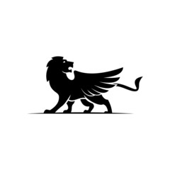 mythical wing lion icon logo design