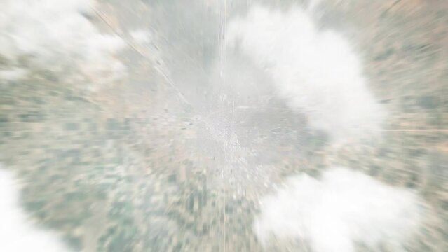 Zoom in from space and focus on Fresno, California, USA. 3D Animation. Background for travel intro. Elements of this image furnished by NASA