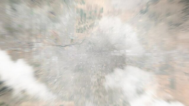 Zoom in from space and focus on Mesa, Arizona, USA. 3D Animation. Background for travel intro. Elements of this image furnished by NASA	