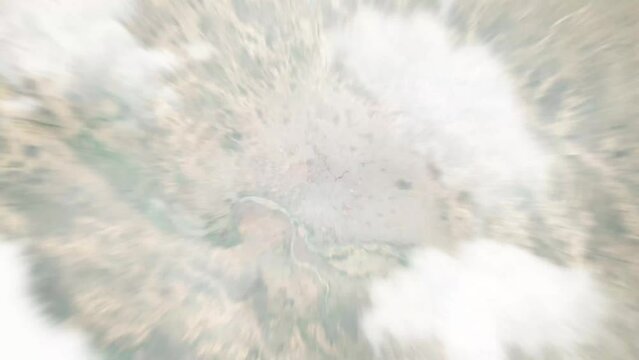 Zoom in from space and focus on NDjamena, Chad. 3D Animation. Background for travel intro. Elements of this image furnished by NASA	