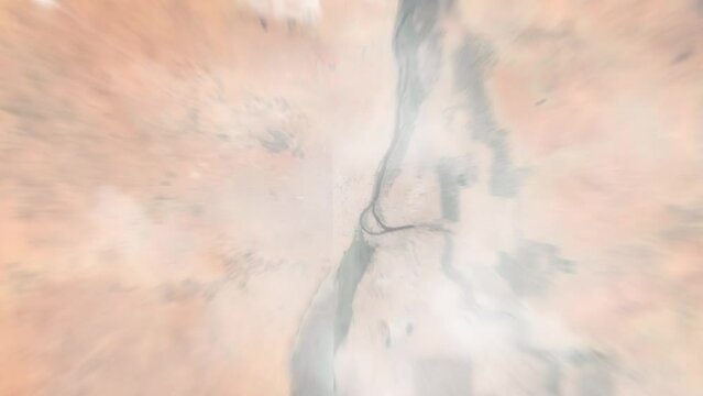 Zoom in from space and focus on Omdurman, Sudan. 3D Animation. Background for travel intro. Elements of this image furnished by NASA