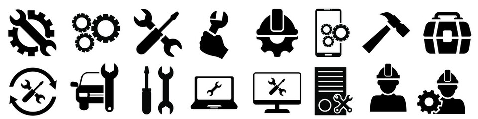 Repair icon vector set. tool illustration sign collection. Service center symbol. - obrazy, fototapety, plakaty