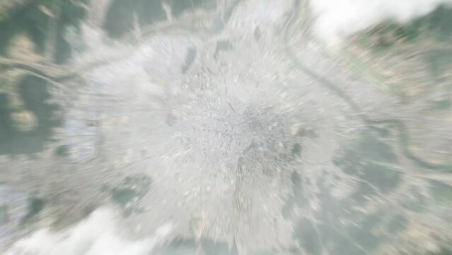 Zoom in from space and focus on Daegu, South Korea. 3D Animation. Background for travel intro. Elements of this image furnished by NASA	