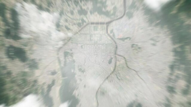 Zoom in from space and focus on Daejeon, South Korea. 3D Animation. Background for travel intro. Elements of this image furnished by NASA	
