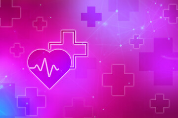 2d illustration medical health care symbols futuristic background
