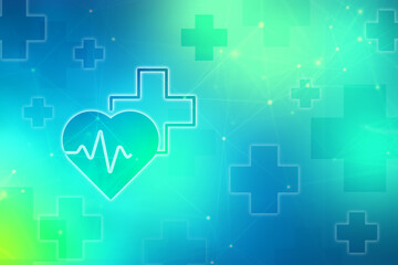 2d illustration medical health care symbols futuristic background
