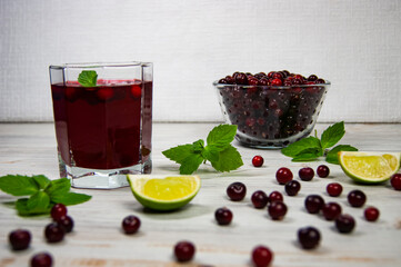 Cranberry, mint and lime juice
