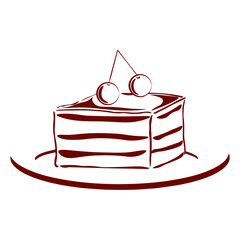 cherry cake, cherry dessert, dessert on a saucer