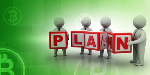 3d rendering Business plan concept
