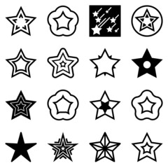 Stars Flat Icon Set Isolated On White Background