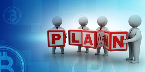 3d rendering Business plan concept
