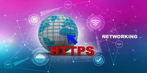 3d illustration Network community concept . globe with http sign
